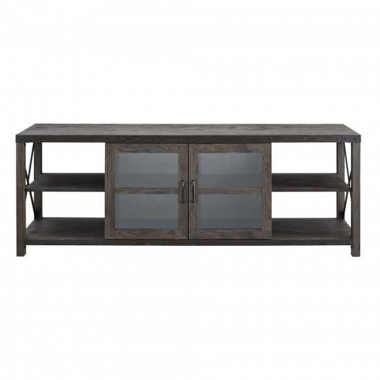 Farmhouse Metal-X Glass Door TV Stand for TVs up to 80” – Sable