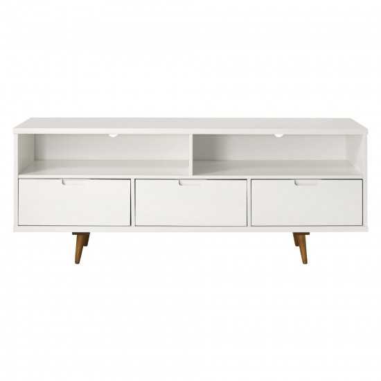 Ivy 58" 3 Drawer Solid Wood TV Stand - White