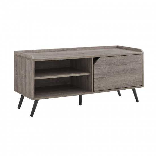 Modern Notched-Door Entry Bench with Shoe Storage – Driftwood