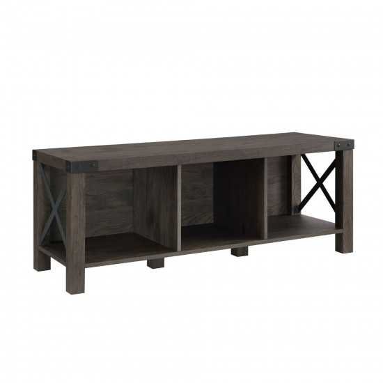 Farmhouse Metal-X 3-Cubby Entry Bench – Sable