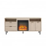 Contemporary 2-Door Fireplace TV Stand for TVs up to 65” – Birch