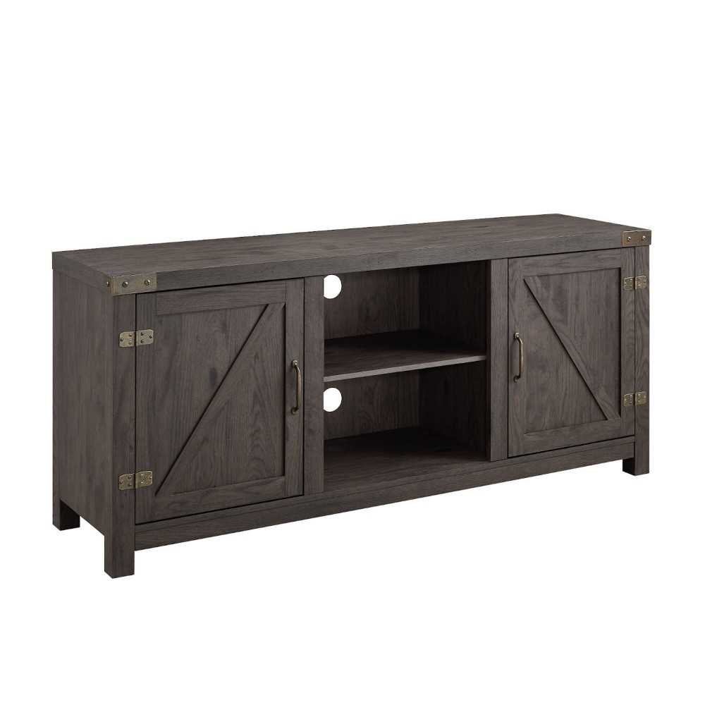 Modern Farmhouse Double Barn Door TV Stand for TVs up to 65” – Sable