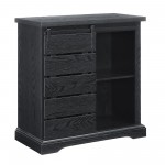 Modern Farmhouse Sliding Slat-Door Accent Cabinet – Black