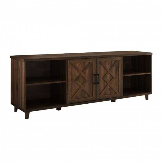 Classic Detailed-Door TV Stand for TVs up to 80” – Dark Walnut