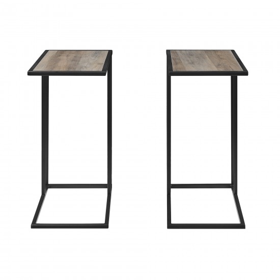 Modern Glam 2-Piece C-Table with Metal Base – Grey Wash