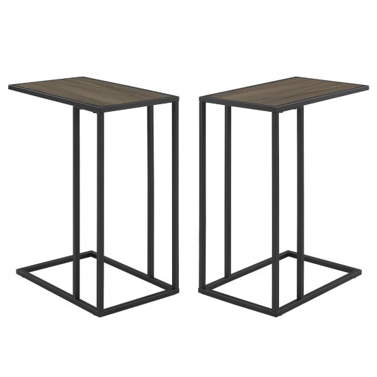 Modern Glam 2-Piece C-Table with Metal Base – Mocha