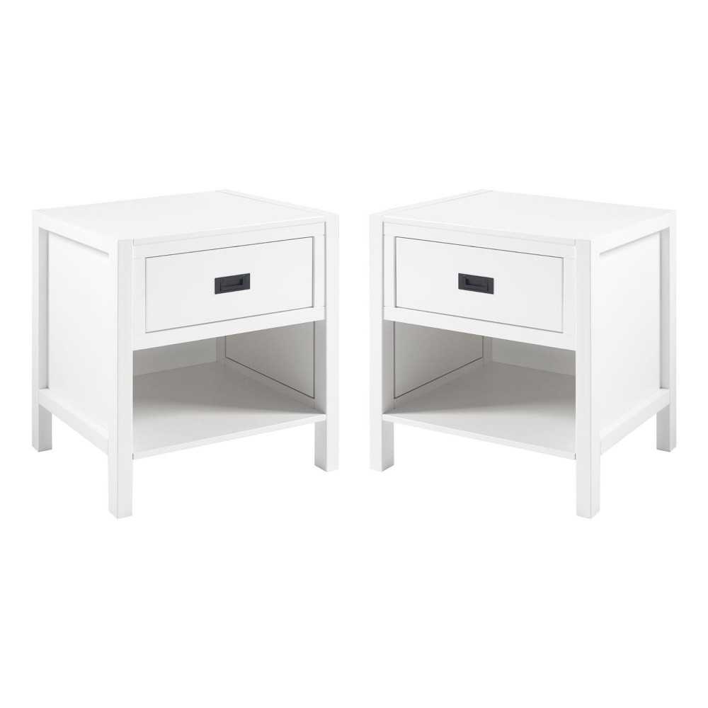 Lydia 2-Piece 1 Drawer Classic Solid Wood Nightstand Set - White