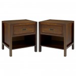 Lydia 2-Piece 1 Drawer Classic Solid Wood Nightstand Set - Walnut