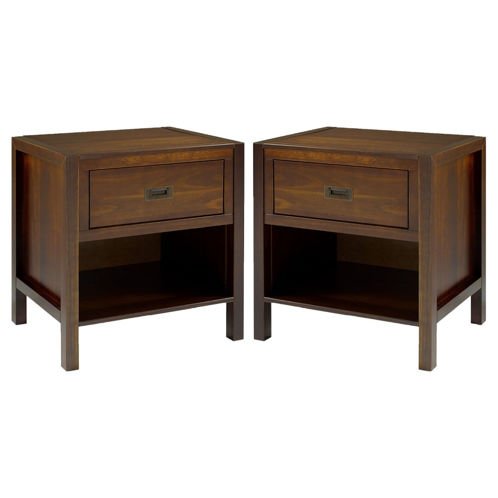 Lydia 2-Piece 1 Drawer Classic Solid Wood Nightstand Set - Walnut Lydia 2-Piece 1 Drawer Classic Solid Wood Nightstand Set - Walnut