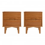 Sloane 2-Piece 2 Drawer Groove Handle Wood Nightstand Set - Caramel