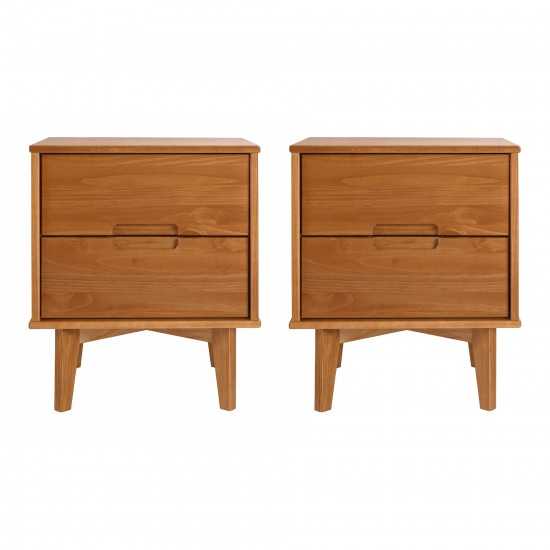 Sloane 2-Piece 2 Drawer Groove Handle Wood Nightstand Set - Caramel