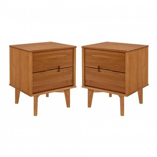 Sloane 2-Piece 2 Drawer Groove Handle Wood Nightstand Set - Caramel