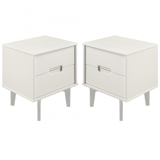 Sloane 2-Piece 2 Drawer Groove Handle Wood Nightstand Set - White