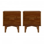 Sloane 2-Piece 2 Drawer Groove Handle Wood Nightstand Set - Walnut