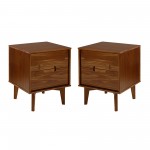 Sloane 2-Piece 2 Drawer Groove Handle Wood Nightstand Set - Walnut