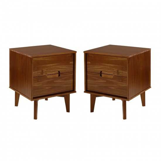 Sloane 2-Piece 2 Drawer Groove Handle Wood Nightstand Set - Walnut