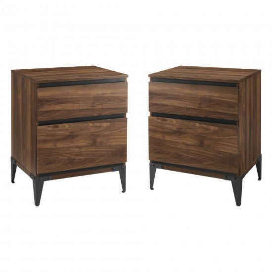 Elroy Modern 2 Drawer Urban Nightstand Set - English Oak