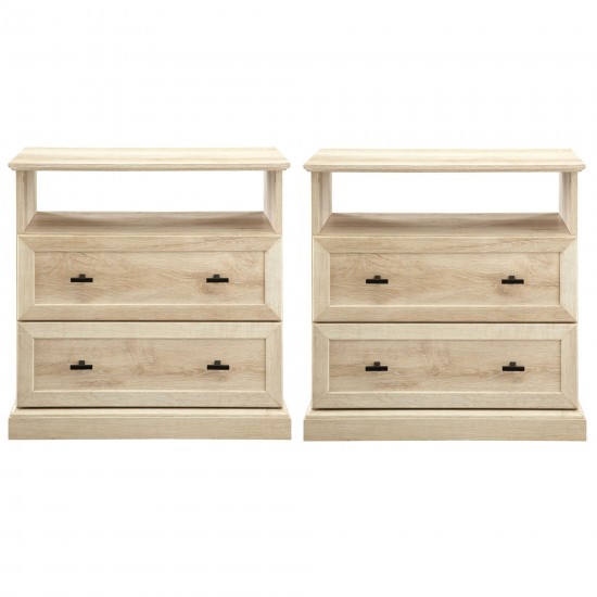 Clyde Classic 2 Drawer Nightstand Set - White Oak