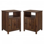 Craig Grooved Door Side Table Set - Dark Walnut