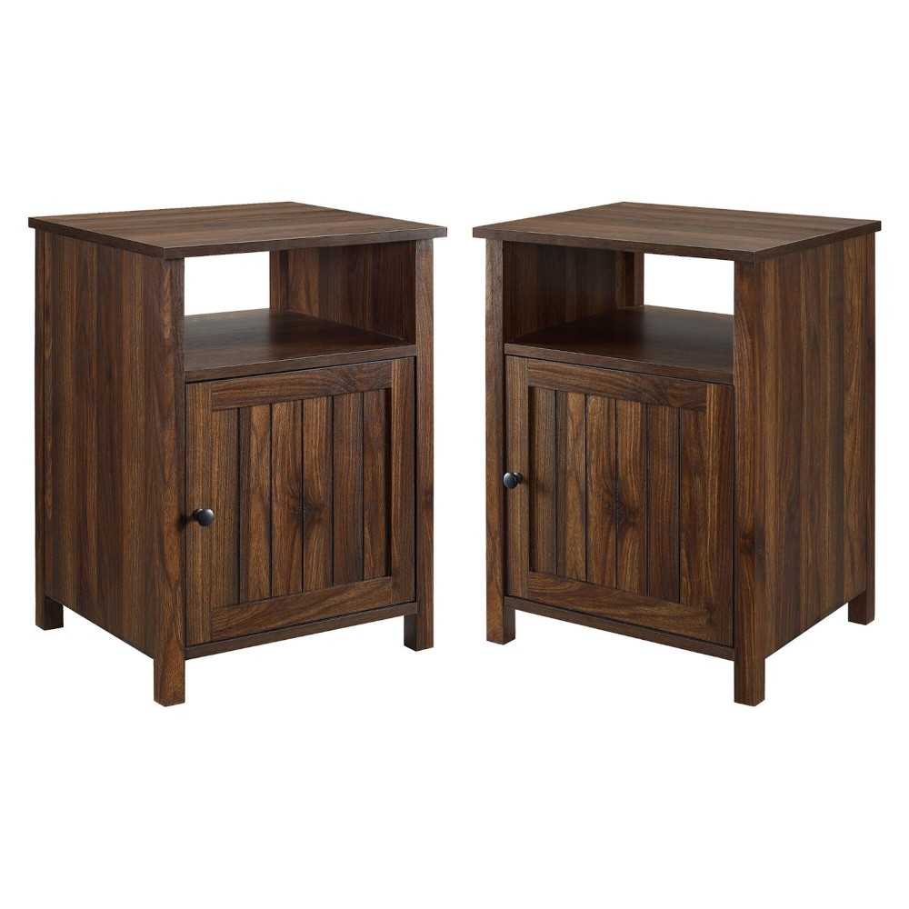 Craig Grooved Door Side Table Set - Dark Walnut Craig Grooved Door Side Table Set - Dark Walnut