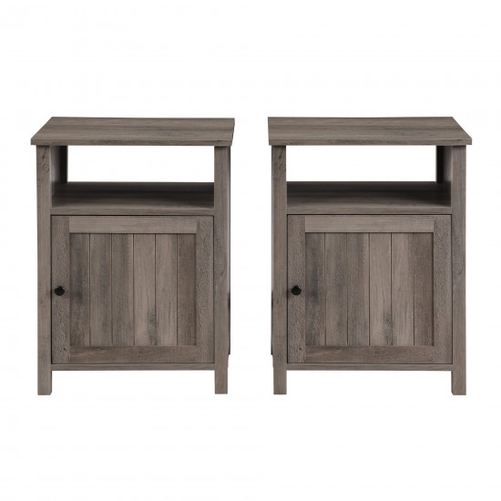 Craig Grooved Door Side Table Set - Rustic Oak