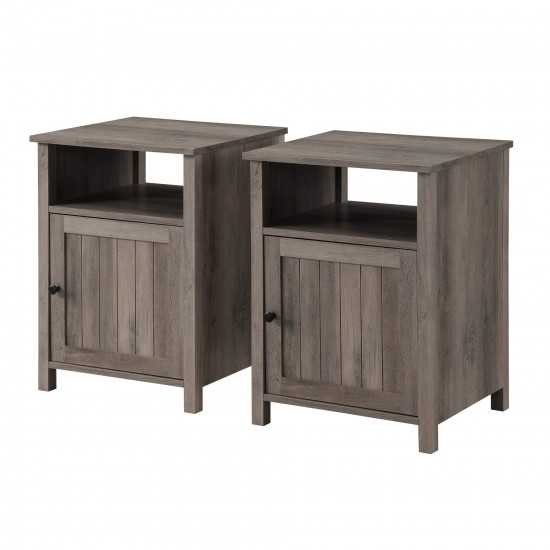 Craig Grooved Door Side Table Set - Rustic Oak