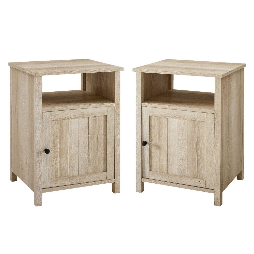 Craig Grooved Door Side Table Set - White Oak Craig Grooved Door Side Table Set - White Oak