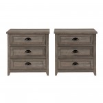 Odette 3 Drawer Framed Nightstand Set - Grey Wash