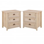 Odette 3 Drawer Framed Nightstand Set - White Oak