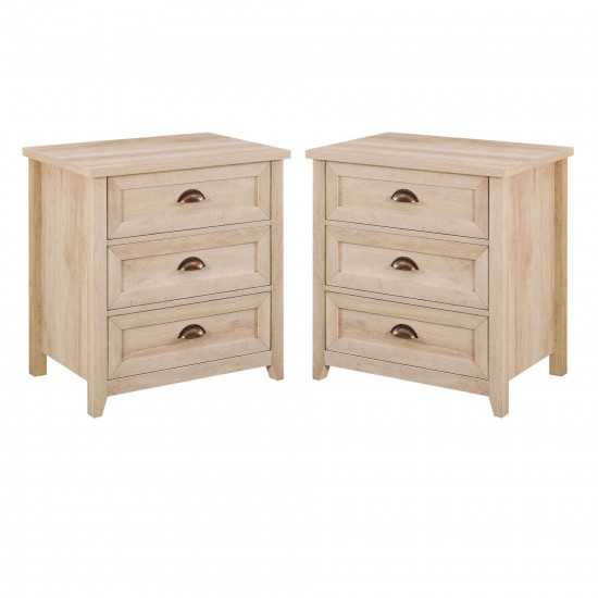 Odette 3 Drawer Framed Nightstand Set - White Oak