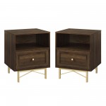 Gwen 1 Drawer Modern Nightstand Set - Dark Walnut