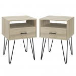 Croft Hairpin Leg 1 Drawer Side Table Set - Birch