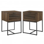 Jackson Modern Slat Door Side Table Set - Dark Walnut