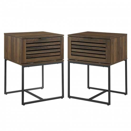 Jackson Modern Slat Door Side Table Set - Dark Walnut