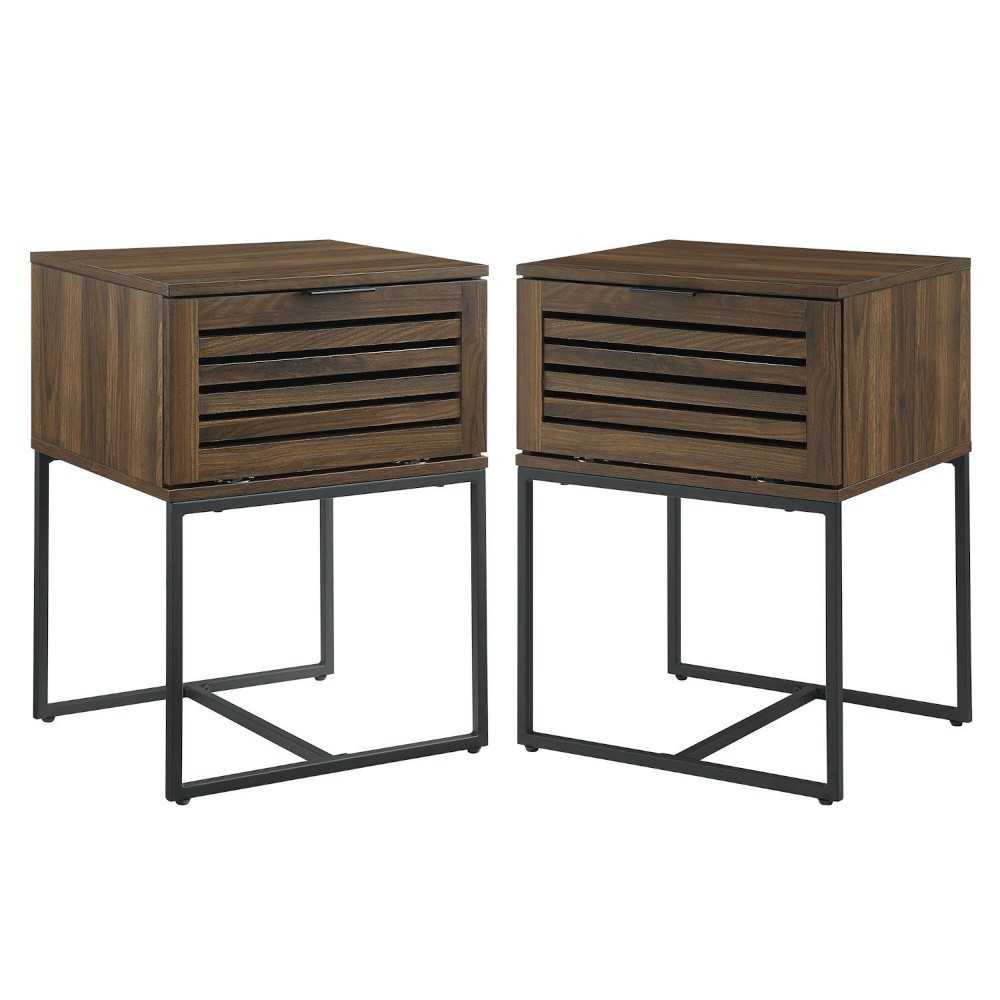 Jackson Modern Slat Door Side Table Set - Dark Walnut Jackson Modern Slat Door Side Table Set - Dark Walnut