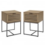 Jackson Modern Slat Door Side Table Set - English Oak