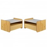 Carter Solid Wood Floating Nightstand Set - Light Oak