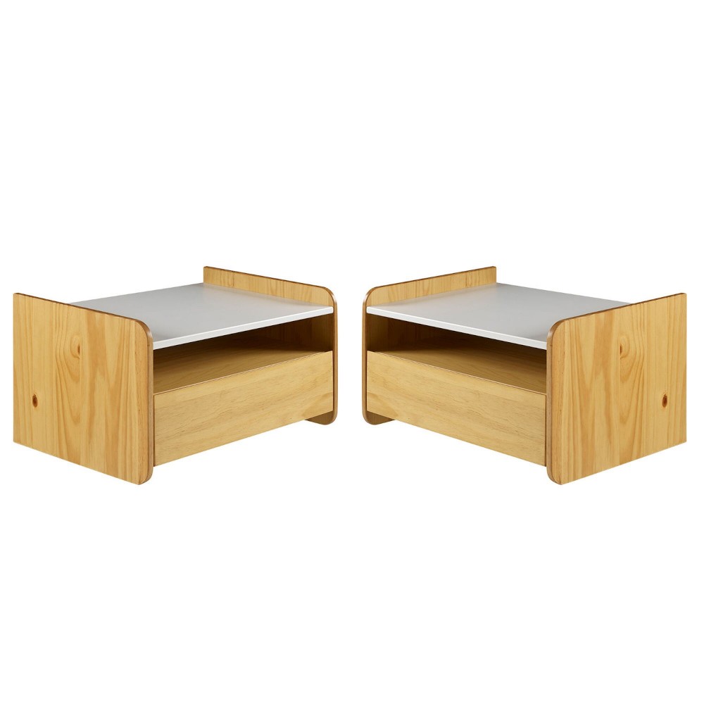 Carter Solid Wood Floating Nightstand Set - Light Oak Carter Solid Wood Floating Nightstand Set - Light Oak