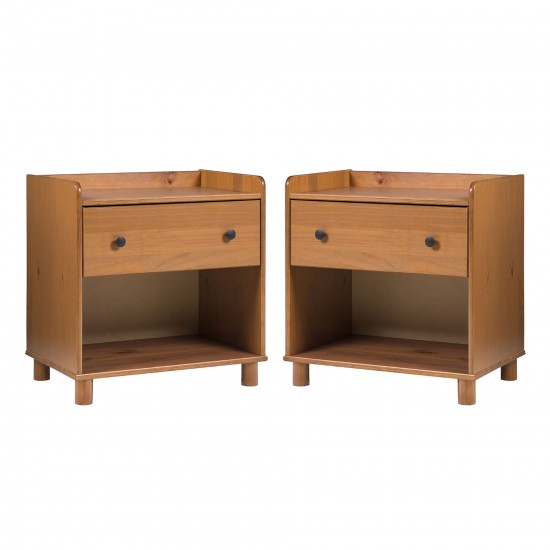 Morgan 2 Piece Tray Top Solid Wood Nightstand - Caramel