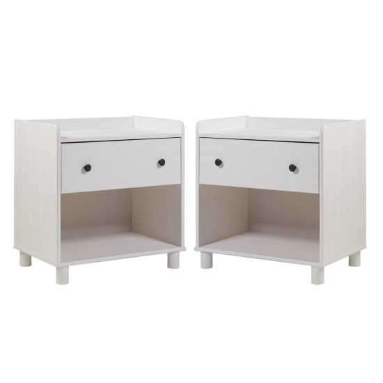 Morgan 2 Piece Tray Top Solid Wood Nightstand - White