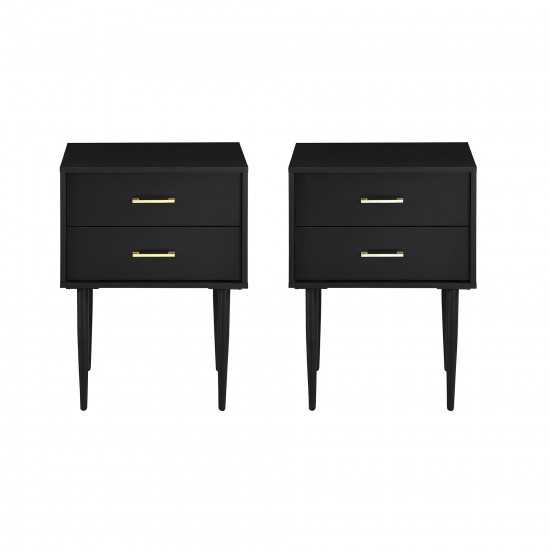 2 Piece 20" Two-Drawer Nightstand - Solid Black