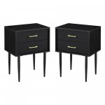 2 Piece 20" Two-Drawer Nightstand - Solid Black