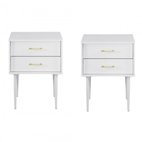 2 Piece 20" Two-Drawer Nightstand - Solid White