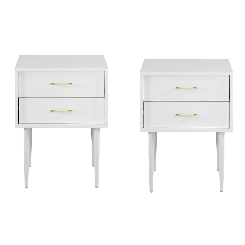 2 Piece 20" Two-Drawer Nightstand - Solid White 2 Piece 20" Two-Drawer Nightstand - Solid White