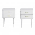 2 Piece 20" Two-Drawer Nightstand - Solid White