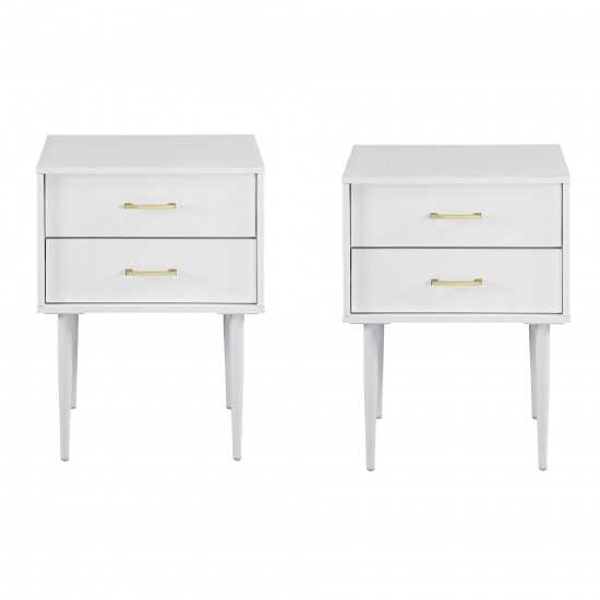 2 Piece 20" Two-Drawer Nightstand - Solid White