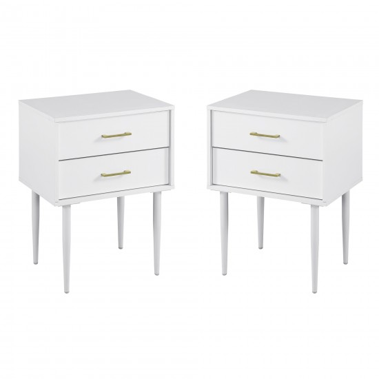 2 Piece 20" Two-Drawer Nightstand - Solid White