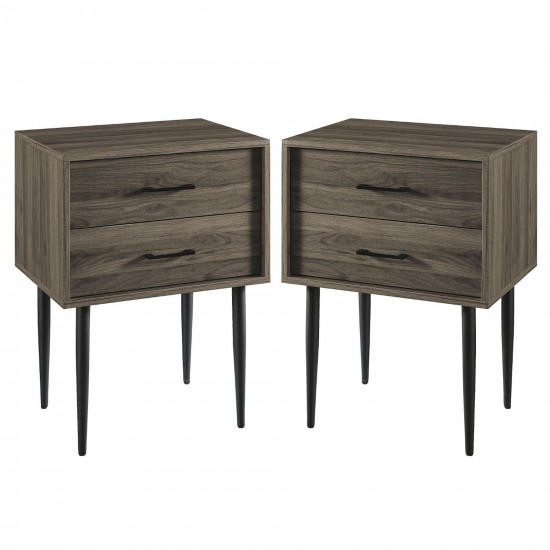 2 Piece 20" Two-Drawer Nightstand - Slate Grey