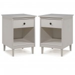 2 Piece, 1 Drawer Solid Wood Nightstands - White