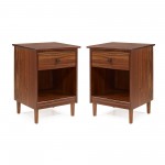 2 Piece, 1 Drawer Solid Wood Nightstands - Walnut